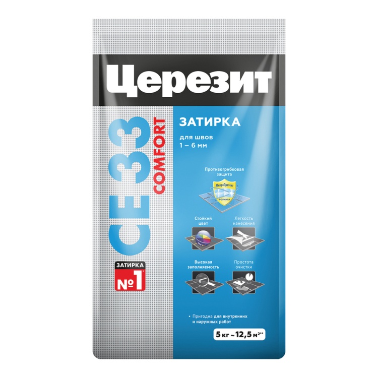 Затирка CERESIT № 07 СЕ 33 серая 5кг